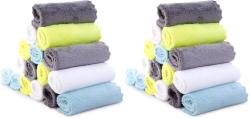 Image of Cute Castle Ultra-Soft Baby Washcloths, 32 Pack - 9 inch by 9 inch, Gentle on Sensitive Skin for Face and Body, Plush, Super Absorbent Wash Clothes for Girls and Boys