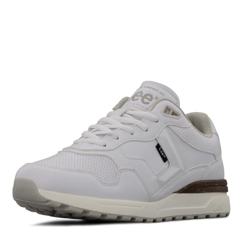 Lee | Damien Sneaker for Men | Breathable All Day Comfort with Cushioned Footbed | Everyday Men Footwear, White/Cement, 11 M