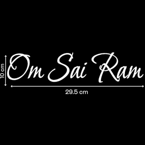Image of KREEPO Pack of 2 Om Sai Ram Religious Self-Adhesive Vinyl Car Decal Sticker for Exterior Use| Dashboard| Windshield (White)