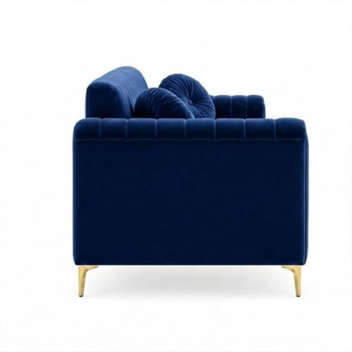 Image of FURNY Dorino 2 Seater Fabric Sofa Set (Dark Blue) Premium Velvet Finish Durable & Comfortable Ideal for Living Room, Office