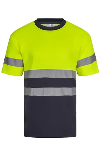 VELILLA 305613; Camiseta Algodón Bicolor Manga Corta; Color Azul Navy y Amarillo Fluor; Talla 2XL