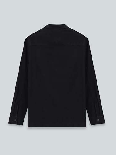 Image of StitchX Men's Half Placket Kurta Shirt with Roll Up Sleeves Pure Cotton
