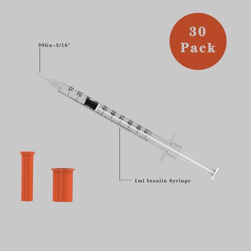 30 Gauge 5/16 inch Needle, 1ml Disposable Lab Dispensing Supplies,Individual Wrapped, 30Pack