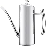 KSENDALO Stainless Steel Olive Oil Dispenser - 24oz/700mL Leakproof Oil Bottle, Premium One-Piece Design with Long Narrow Spout, Vertical Handle Kitchen Cruet for Precision Pouring | Leakproof Oil Bottle, One-Piece Body, w/Long Spout Vertical Handle 