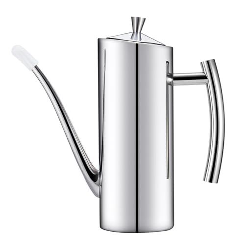 KSENDALO Stainless Steel Olive Oil Dispenser - 24oz/700mL Leakproof Oil Bottle, Premium One-Piece Design with Long Narrow Spout, Vertical Handle Kitchen Cruet for Precision Pouring