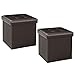 Bonlife Sgabello Comodino Puff Contenitori Piccoli Tavolino Salotto Pouf Contenitore Ecopelle Cubo Portaoggetti Pouf da Camera Quadrato 32x32x32cm (Marrone)