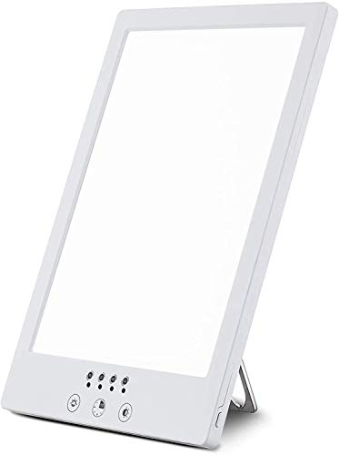 Alogled Tageslichtlampe 10000 Lux Natürliches Sonnenlicht LED Lichtkarton Tragbare Kompakte Einstellbare Farbtemperatur, Helligkeit mit Timer,