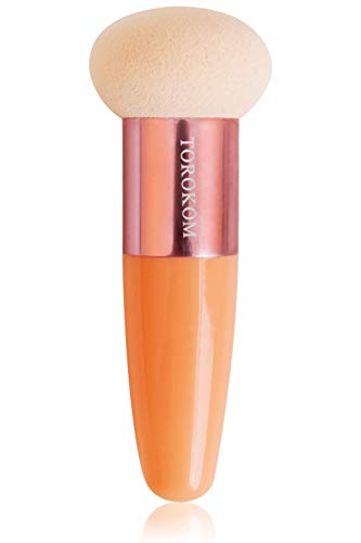 TOROKOM 1Pcs Makeup Sponge Foundation Sponge Blender Beauty Cosmetics Puff Sponge Makeup Brush Tool with Handle for Foundation Powder, Concealer, Beauty Products (Skin Colour)