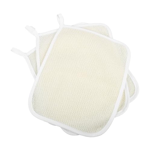 minkissy 3個 ナイロンバスクロス たらいスクラバー バスタブスクラバー 顔用フェイシャルスクラバー 洗顔スクラバー ボディタオル フェイスタオル 角質除去バスクロス バス Beige