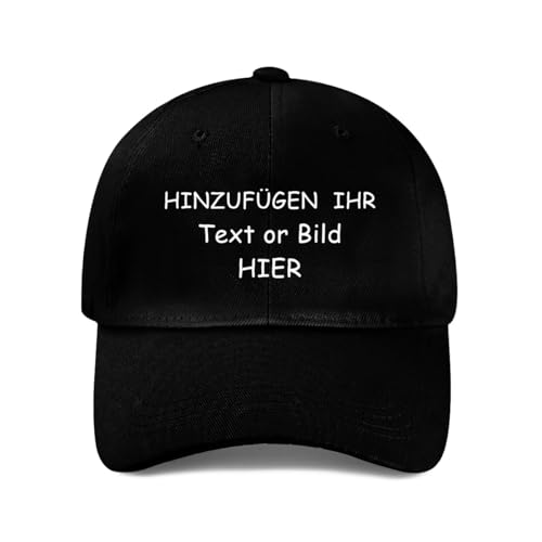 ROHBVMN Schirmmütze personalisiert mit Foto/Logo/Text | Mesh-Trucker-Kappe selbst gestalten | Verstellbare Dad Cap für Männer & Frauen | Baseball Cap Herren Damen Schwarz