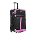 Aerostar Medium 26” Lightweight Softshell Expandable Suitcase, Check in Luggage 2 Corner Wheels with Integrated Combination Lock (Black/Pink, 70 litres)