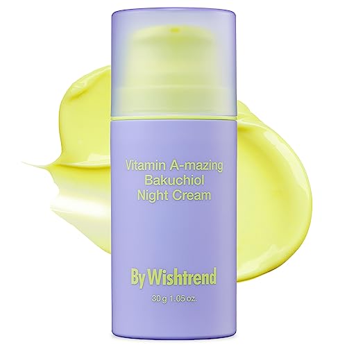 BY WISHTREND Crema de noche retiniana Bakuchiol con vitamina A, alternativa coreana al retinol, antienvejecimiento, para pieles finas, flácidas y secas para pieles sensibles, 1,05 oz, 30 g
