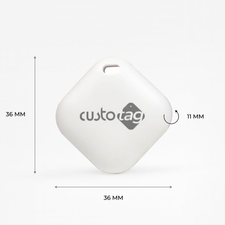 Image of CustoTag Item Finder for iOS 2 Pack | Compatible with Find My | Loud 90dB Alert | Item Sharing | 1 Year Battery | Free Case | Locate Keys, Luggage, Pets, Valuables | No SIM Needed (No Holder)
