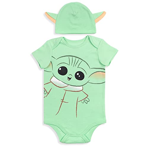 Image of STAR WARS The Mandalorian The Child Darth Vader R2-D2 Baby Cosplay Bodysuit and Hat Set Newborn to Infant