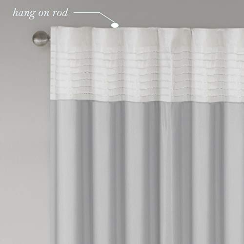 Madison Park Amherst Single Panel Faux Silk Rod Pocket Curtain With Privacy Lining For Living Room, Window Drape For Bedroom And Dorm, 50X84, Grey #TOP2