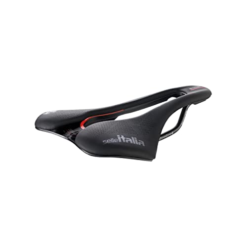 Selle Italia SLR Boost KIT Manganese Superflow – Klassischer SLR Design-Sattel, bequemer Gel-Sattel und Superflow-Loch, Größe L, Schwarz und Rot