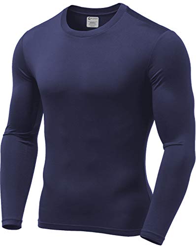 9M Mens Ultra Soft Thermal Shirt - Compression Baselayer Crew Neck Top - Fleece Lined Long Sleeve Underwear