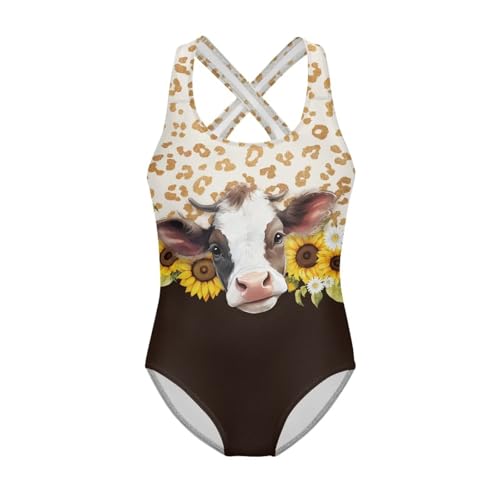 Image of Girls One Piece Cat Swimsuits Quick Dry Cartoon Beach Bathing Suit Crossback Swimwear for Kids 5-14 Years