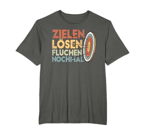 Bogenschiessen Bogensport Zubehör Pfeil und Bogen Zielscheibe Bogensport Archer Bogenschütze Bogenschießen T-Shirt für Damen und Herren, Schwarz, Unisex, Vintage, Kurzarm, Klein