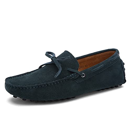 Mens Loafers Boat Shoes Genuine Leather Stitching Details Round Toe Suede Vamp Anti-Slip Comfortable Slip Resistant Party Slip-ons
