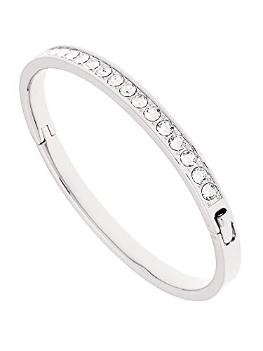 Ted Baker Clemara Hinge Crystal Bangle Bracelet For Women (M Silver Tone/Crystal)