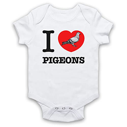 My Icon Art & Clothing I Love Palomas Bebé Mameluco Bodys, blanco, 18-24 meses