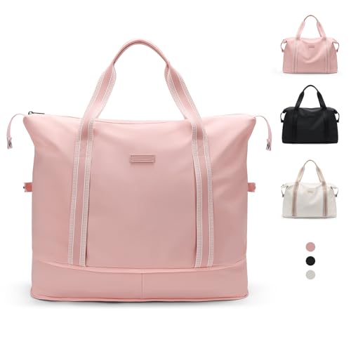 Grand sac à main de voyage pliable cabine 40L rose, bagage gym et sport