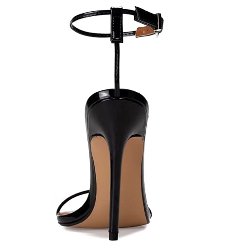 Image of Women's Stiletto High Heeled Sandals Sexy Strappy Open Toe Black Red Heels Wedding Party Evening Prom Dance Dressy Shoes