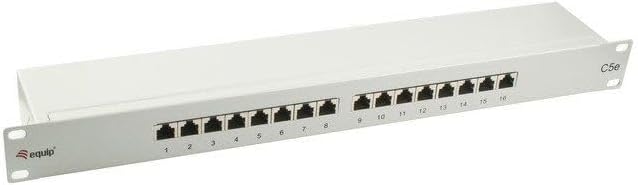 Equip 327316 16-Port Cat,5e Geschirmtes Patch Panel - Light Grey - 10/100/1000Base-T(X) - Schnelles Ethernet - Gigabit Ethernet - RJ-45 - Gold - Cat5e - Grey (327316NEUEVERSION) Brand
