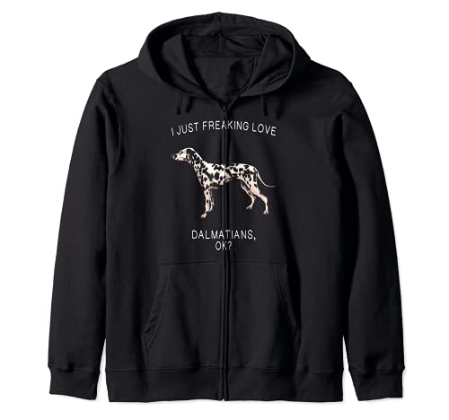 I Just Freaking Love Dalmatians Ok? Dog Zip Hoodie, Black