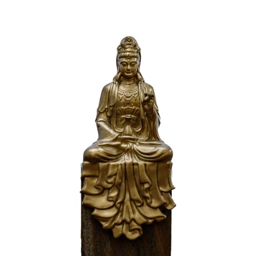 観音菩薩 ミニ仏像 黄銅製 仏壇仏像 置物 手作り(高さ6.6cm×巾2.9cm×奥行2.3cm)