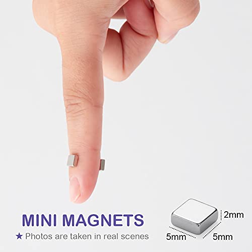 BTLIN Square Magnets Small, Strong Mini Neodymium Magnet for Fridge Whiteboard NoticeBoard Office Crafts, 5mm x 5mm x 2mm 100 Pcs