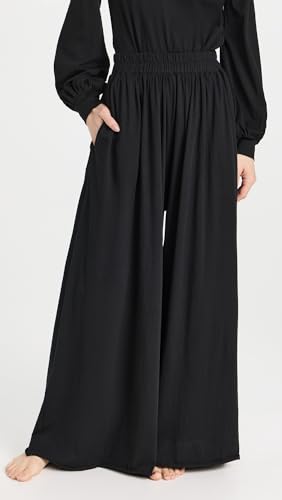 Image of Lunya Organic Pima Wide Leg Cotton Pants for Women - Organic Cotton Palazzo Pants - High Rise Wide Waistband