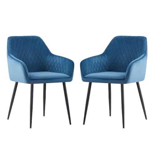 JYMTOM Esszimmerstühle 2er Set Küchenstühle Polsterstühle modernes Design Stühle mit Armlehne, Sitzfläche aus Samt, Gestell aus Metall, für Wohnzimmer, Schlafzimmer und Küche(2,Teal) JYMTOM Esszimmerstühle 2er Set Küchenstühle Polsterstühle modernes Design Stühle mit Armlehne, Sitzfläche aus Samt, Gestell aus Metall, für Wohnzimmer, Schlafzimmer und Küche(2,Teal)