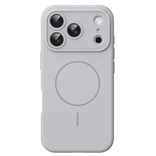 JETech Magnetic Silicone Case for iPhone 17 Pro Max 6.9-Inch, Compatible with MagSafe, Silky Soft Touch, Shock Absorbing Phone Cover with Camera Lens Protection (Grey)