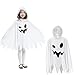 EOZY Cute Girls Halloween Ghost Elf Costume Hooded Cape Cloaks Party Trick or Treat Dress Up White