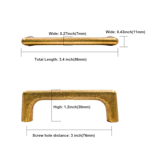 Image of Asidrama 6 Pack 3 Inch(76mm) Antique Brass Cabinet Pulls Vintage Retro Cabinet Handles Cupboard Handles Kitchen Cabinet Hardware for Cupboard Drawer Pulls