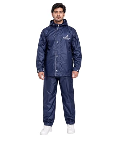 Image of TAGDO Rain Coat for Men Waterproof for Bike Rider with Zipper and Button and Adjustable Hood along with inner pockets | Rain Suit for Men & Women | Jacket & Pants with Carry Bag (2073)