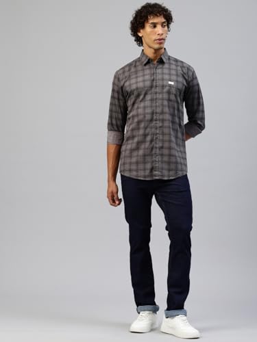 Image of Majestic Man Men Comfort Slim Fit Pure Cotton Tartan Checked Casual Shirt