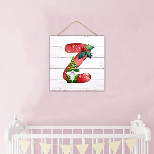 Décoration murale bois Père Noël initiale Z pour suspendre maison - 6