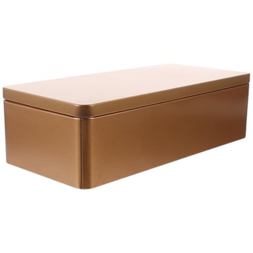BESTYASH Caja de Hojalata Dorada Rectangular Tapa Hermética para Almacenar Té y Dulces en Bodas y Ocasiones Obsequios
