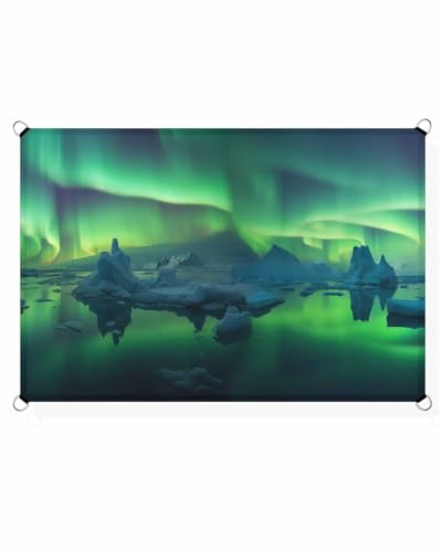 Gradient Green Sun Sail Shades Rectangle Canopy,Sunlight Block Heavy Duty Curved Backyard Shade Cover,Waterproof Sun Shades for Patios Garden Outdoor,8'x10' Summer Ice Ocean Mountains Modern Abstract