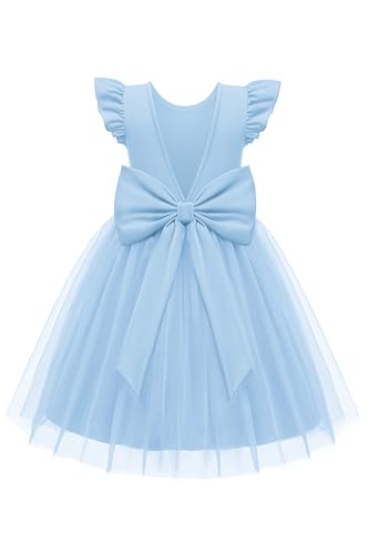 Arshiner Toddler Girls Easter Dresses Summer Wedding Party Formal Pageant Fancy Ball Gown Tutu Dress Light Blue 6-7Y
