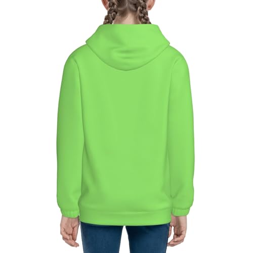 Solid color light green Print Girls Athletic Zip Up Hoodies,Sweatshirts with Pockets Long Sleeve Hooded Jackets, for 7-18 Y4