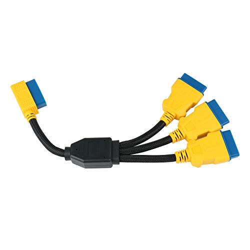 OURANTOOLS OBD-2 Splitter Cable Extensión Adaptador - OBDII 16 Pin 1 Macho a 3 Hembra Extensor de Diagnóstico Conector con Material de Nailon para Coche Lector de Códigos/Herramienta de Escáner Cover