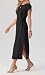 GRECERELLE Damen Midikleid mit Knotendetail Seitlichem Schlitz und Kapuzenärmeln Elegantes Freizeit und Festtagsoutfit für Frühling und Sommer (Schwarz, S)