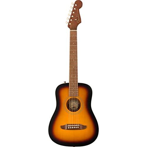 Fender Redondo Mini Acoustic Guitar, with 2-Year Warranty, Sunburst, Maple Fingerboard, with Gig Bag