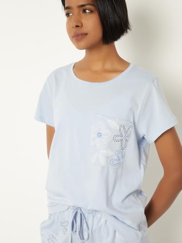 Image of Max Women's Printed Round Neck Half Sleeve Cotton Pyjama Set