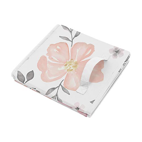 Image of Sweet Jojo Designs Set of 2 Collapsible Fabric Storage Cubes (Pink /Grey Boho Floral) for Girls, Baby, Kids, Childrens Foldable Bins Organizer Boxes Toys (Watercolor, Flower, Elegant Rose, Farmhouse)