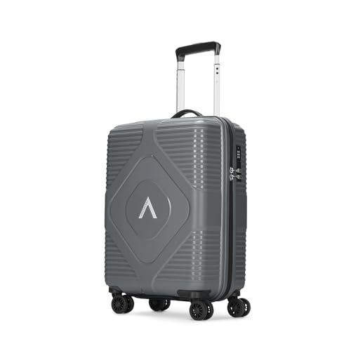 Image of Aristocrat Crystal Cabin Trolley Bag 55cm | Small Hard Luggage | 8-Wheel Suitcase for Travel | Combination Lock with Anti-Theft Zipper | Polypropylene | 3 Years International Warranty (Grey)